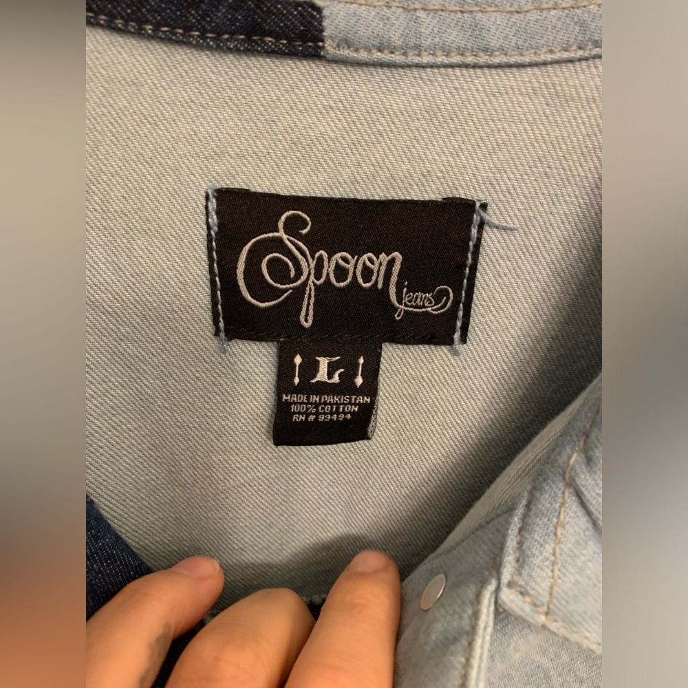 Patchwork Size Large Women’s Denim Jacket - image 3